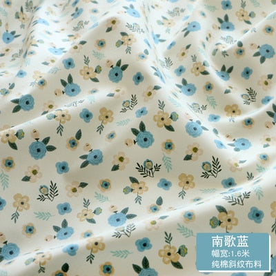 Fresh Floral Twill Cotton Fabric (50x160cm) - Ideal for DIY Baby Clothes, Newborn Pajamas, Quilt Covers, and Bed Sheets - High-Quality Sewing Cloth for Crafting