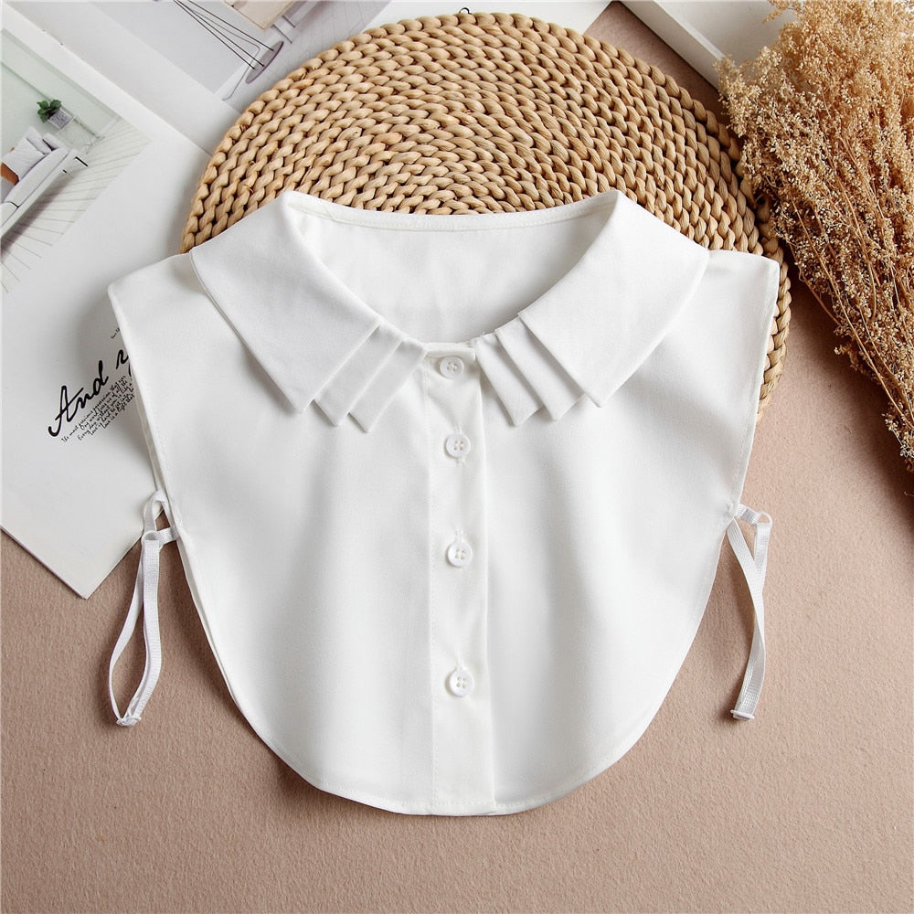 Fashion 2023 Front Tie White Fake Collar for Women Stand Detachable Collar Fake Girls Vintage Lace Ladies False Blouse Collar