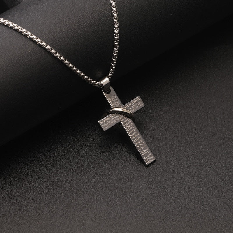 Fashion Vintage Flame Cross Pendant Necklace For Women Men Long Chain Punk Goth Trendy Accessories Choker Gothic Jewelry