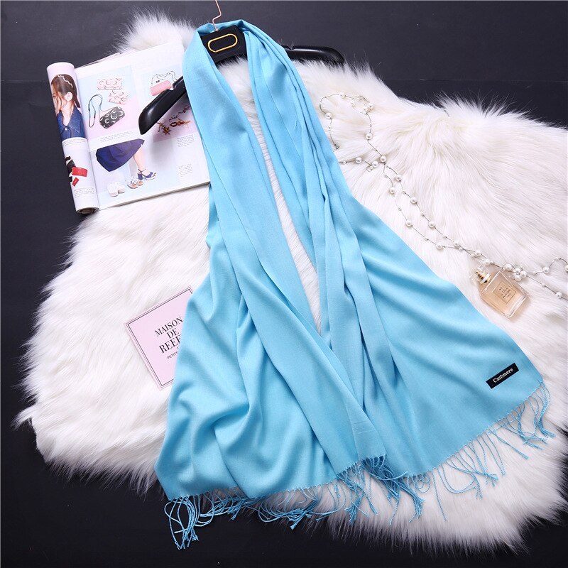 2022 Winter Scarves For Women Shawls Warm Wraps Lady Pashmina Pure Blanket Cashmere Scarf Neck Headband Hijabs Stoles Foulard