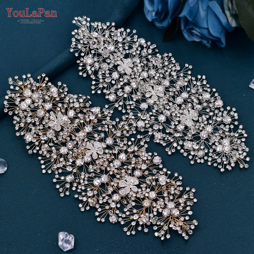 YouLaPan HP240 Golden Bride Hair Accessories Crystal Headband Woman Wedding Hair Jewelry Rhinestone Bridal Tiara and Headdress