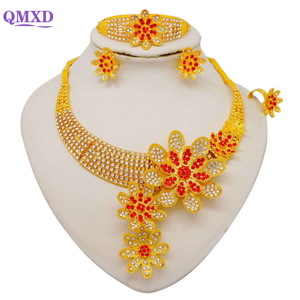 Ethiopian Rope Chain Jewelry Set For Women Ethnic Style Pendant Necklace Bracelet Earring Ring Wedding jewelry sets