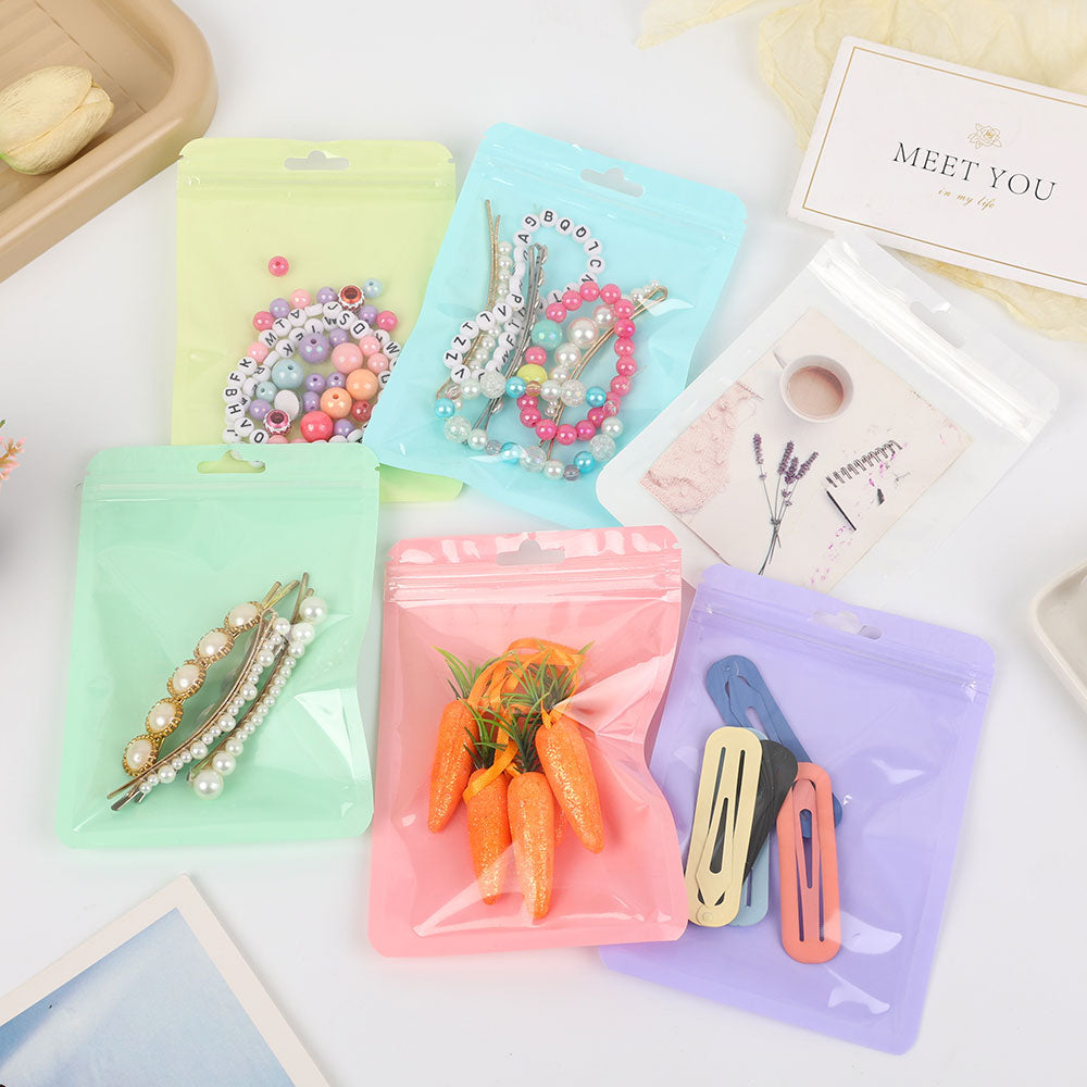 10-50pcs Zip Bags Candy Colors Pouches Reclosable Plastic Jewelry Cookie Food Storage Bag Zipper Bags Clear Gift Packaging Case