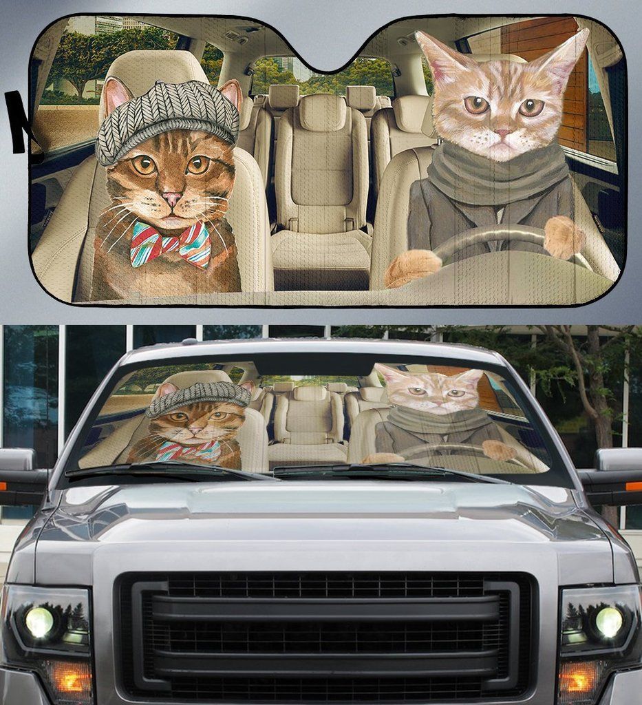 Black Cat Car Sunshade, Black Cat Gift, Black Cat Car Decoration, Cat Seat Cover, Gift for Father, Automatic Sun Shade