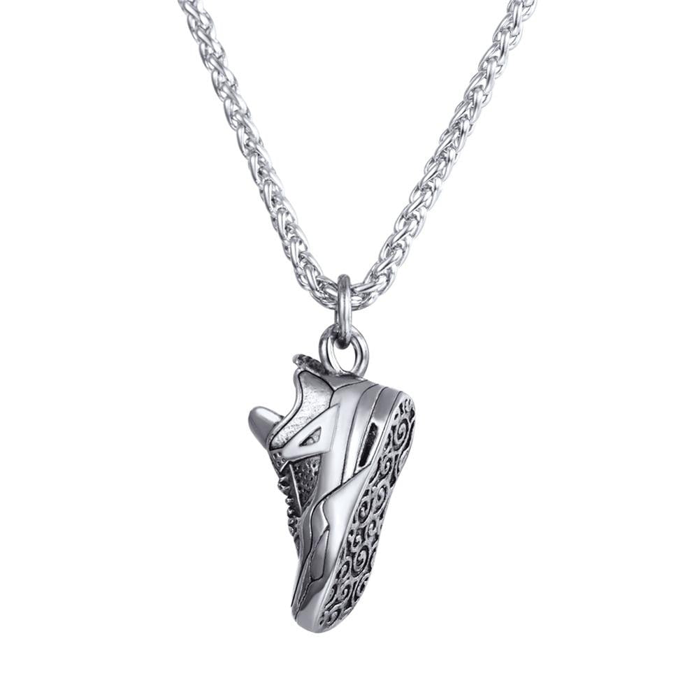 U7 Sport Shoe Necklace Stainless Steel Running  Pendant  Gift for Runner Steampunk Men Punk Jewelry Gifts P1186