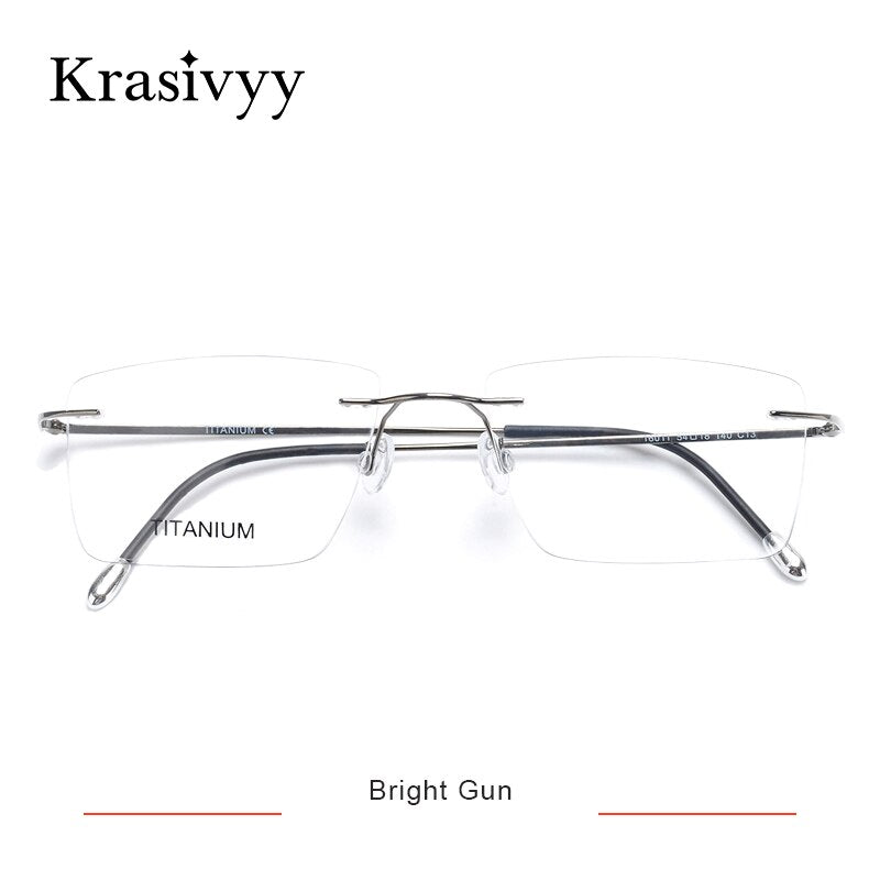 Krasivyy Titanium Glasses Frame Men 2023 New European Design Square Rimless Prescription Eyeglasses Eyewear Frame for Women