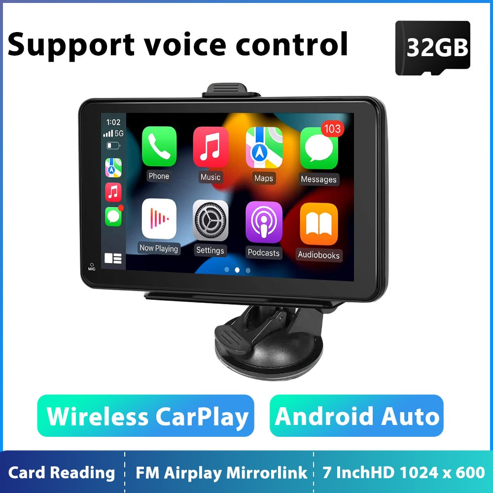 Podofo Universal 7'' Car Radio Multimedia Video Player Wireless Carplay And Wireless Android Auto Touch Screen For Nissan Toyota