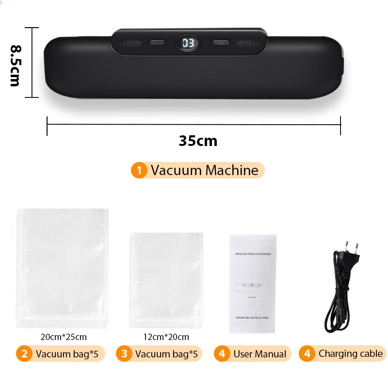 saengQ Vacuum Sealer Packaging Machine Food Vacuum Sealer With Free 10pcs Vacuum Bags Household Vacuum Food Sealing