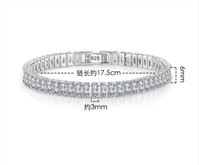 Platinum-plated. Sterling silver 925 with 2-6.5mm real moissanite tennis bracelet for women as a gift.