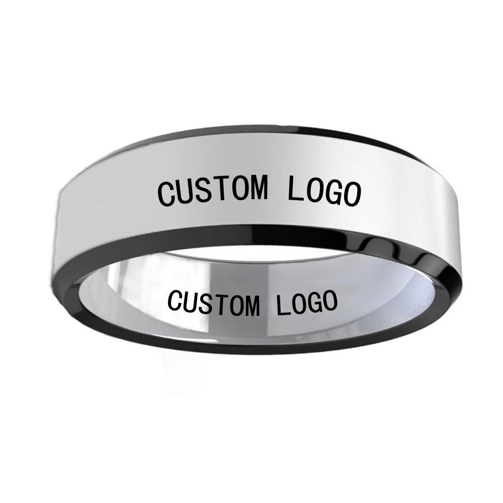 Customize Your Sports Logo - Men's Titanium Steel Ring  - Americal Football - Baseball - ICE hockey Logo Rings - Fan Gifts