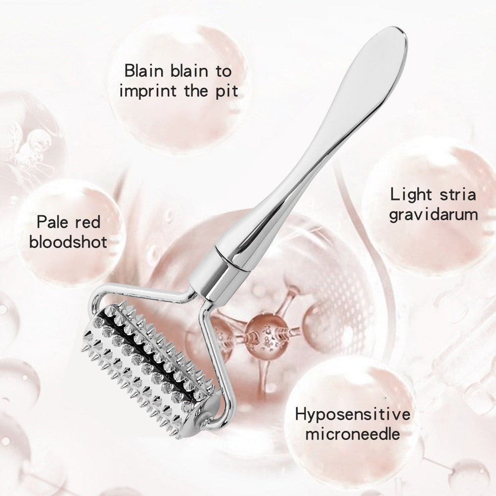 Stainless steel pointed roller spatula massage ball stone face roller massager to improve neck facial beauty skin care tool