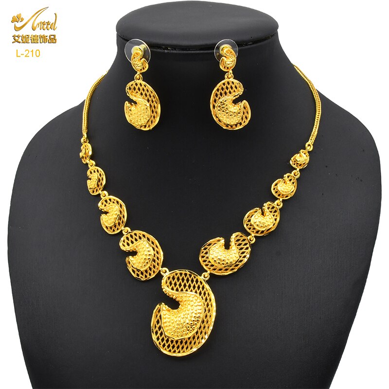 ANIID Dubai Tassel Gold Plated Jewelry Sets For Women Fashion Indian Bridal Necklace And Earring 4Pcs Set Ethiopian Party Gifts