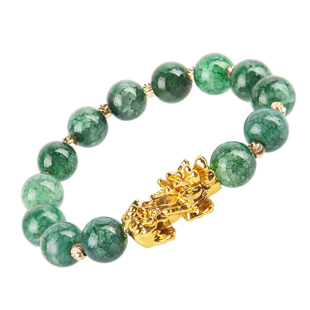 Stone Beads Bracelet Men Women Unisex Chinese Feng Shui Pi Xiu Obsidian Wristband Gold Wealth & Good Luck Pixiu Women Bracelets