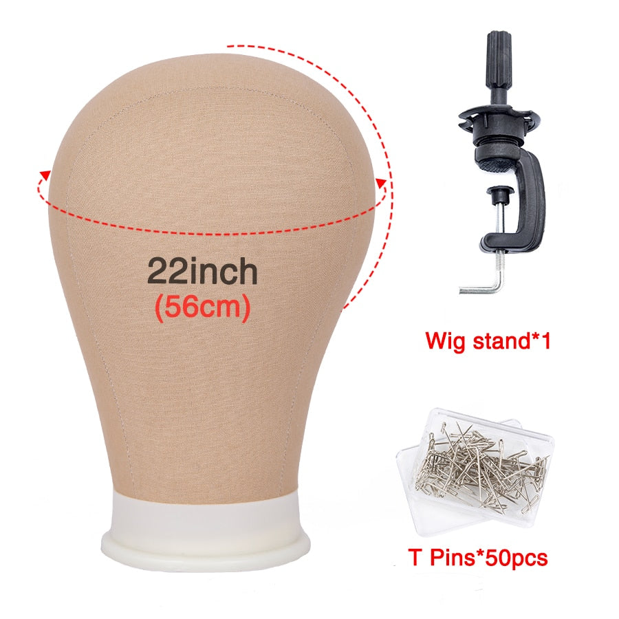 Alileader Training Mannequin Head Canvas Block Head Display Styling Mannequin Manikin Head Wig Stand Free Get T Needle Holder