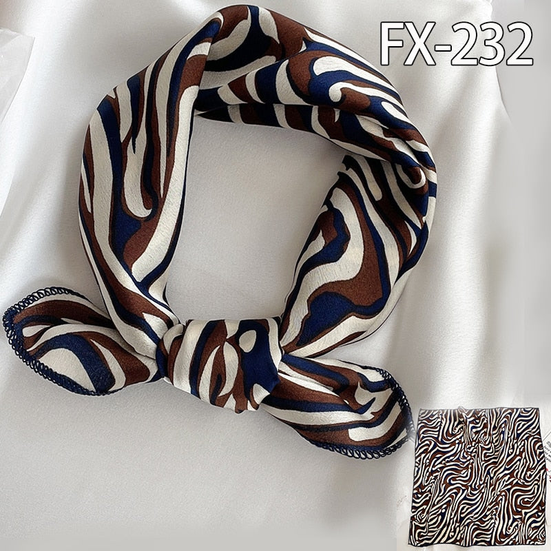 Lady Hair Scarf for Women Fashion Print Small Satin Silk Square Scarves Design Hairbands Bandana Foulard Accessories Summer 2022