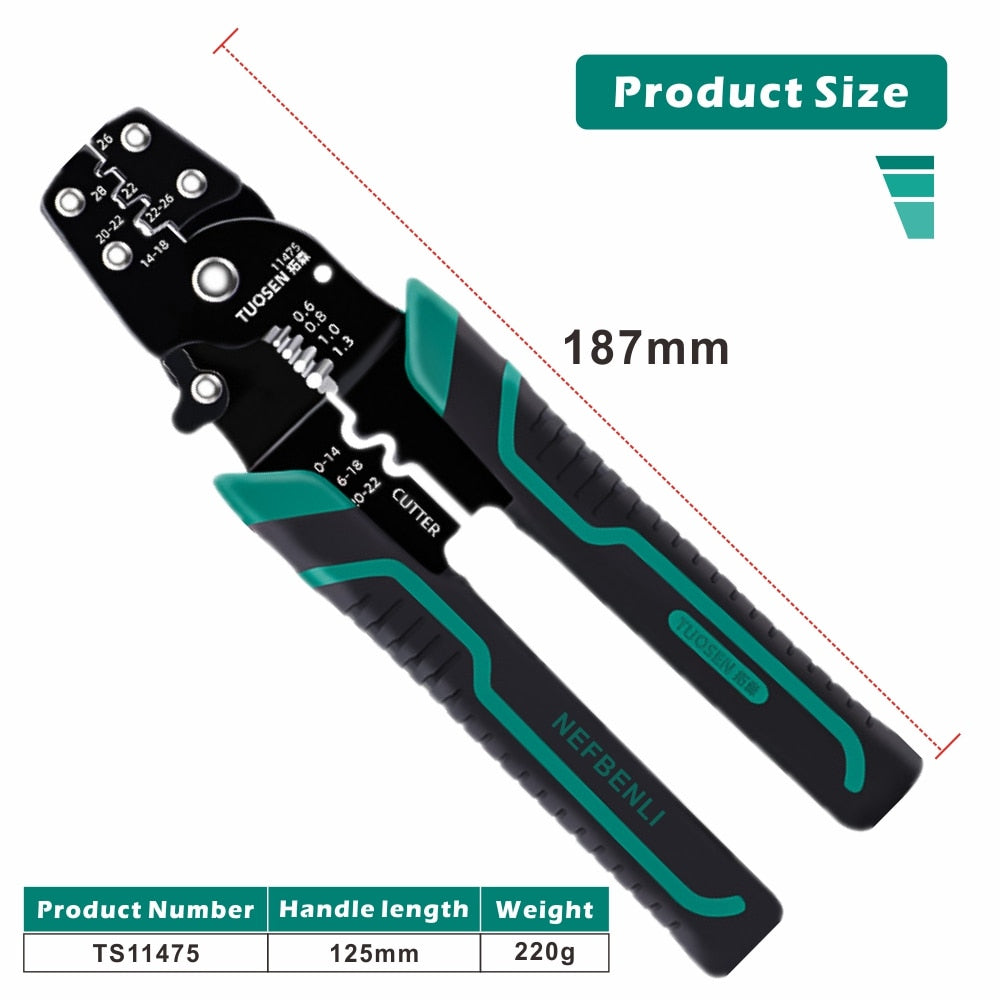 EUROP STYLE Crimping Tool Crimping Plier Wire Stripper Cutter Crimper WireTool 10-26AWG Quadrilateral Tube Bootlace Terminal