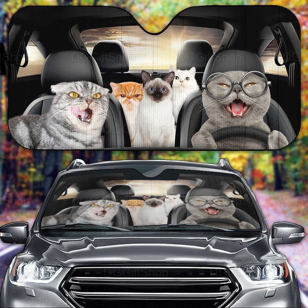 Black Cat Car Sunshade, Black Cat Gift, Black Cat Car Decoration, Cat Seat Cover, Gift for Father, Automatic Sun Shade