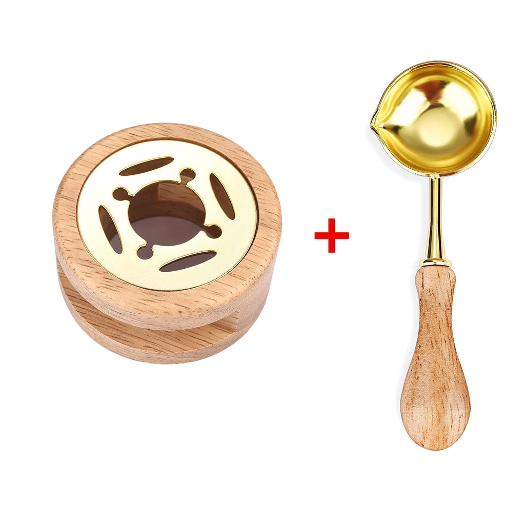 1/2PCS Retro Wax Seal Stamp Set Lacquer Stove With Wood Handle Spoon Wax Seal Melting Furnace Heater Wax Bead Stick Heater Pot