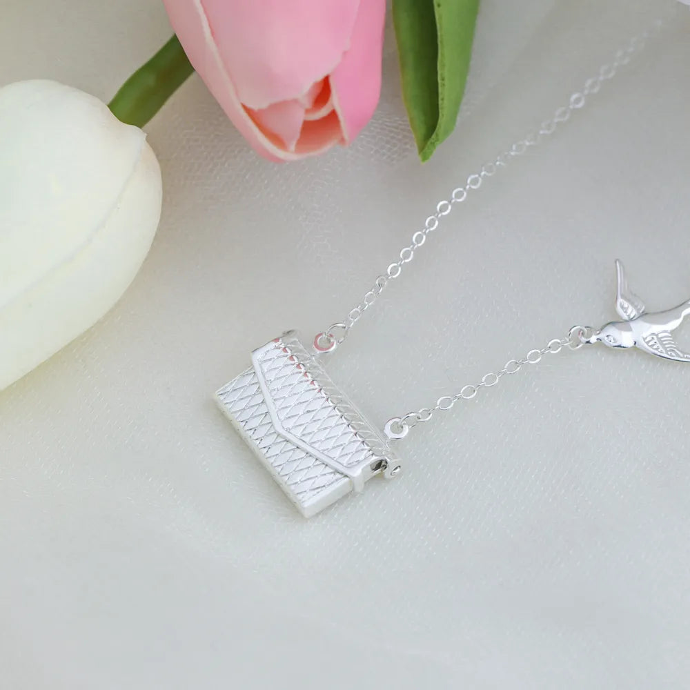 MYLONGINGCHARM Envelope Pendant Necklace Custom your message or Photo  Mail Pendant Necklace Jewelry Gift  gift box packing