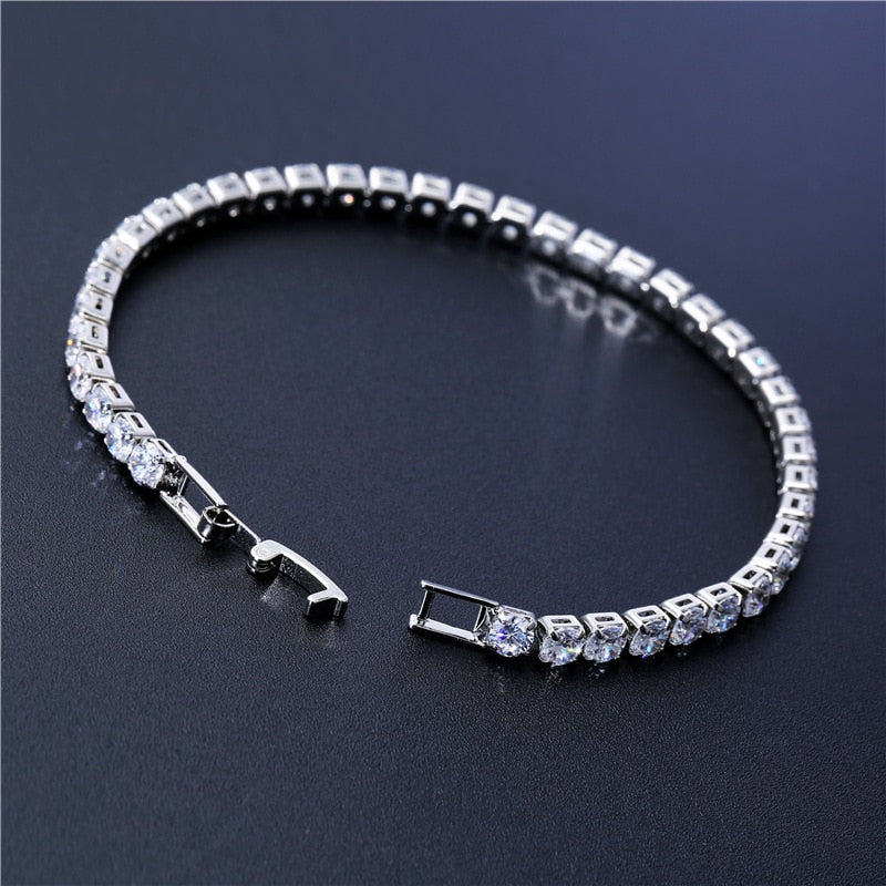 4mm Cubic Zirconia Tennis Bracelets For Women Iced Out Chain Silver Color Bracelet Men Zircon Armband CZ Pulseras Jewelry