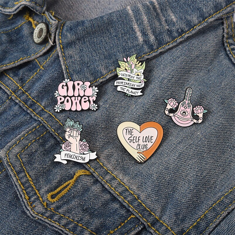 Car Heart Girl Power Wine glass Brooch Soft Enamel Pin Cartoon Funny Brooch Collection Metal Lapel Pin Badge Collar Brooch Gift