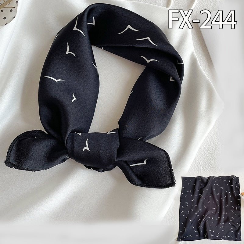 Lady Hair Scarf for Women Fashion Print Small Satin Silk Square Scarves Design Hairbands Bandana Foulard Accessories Summer 2022