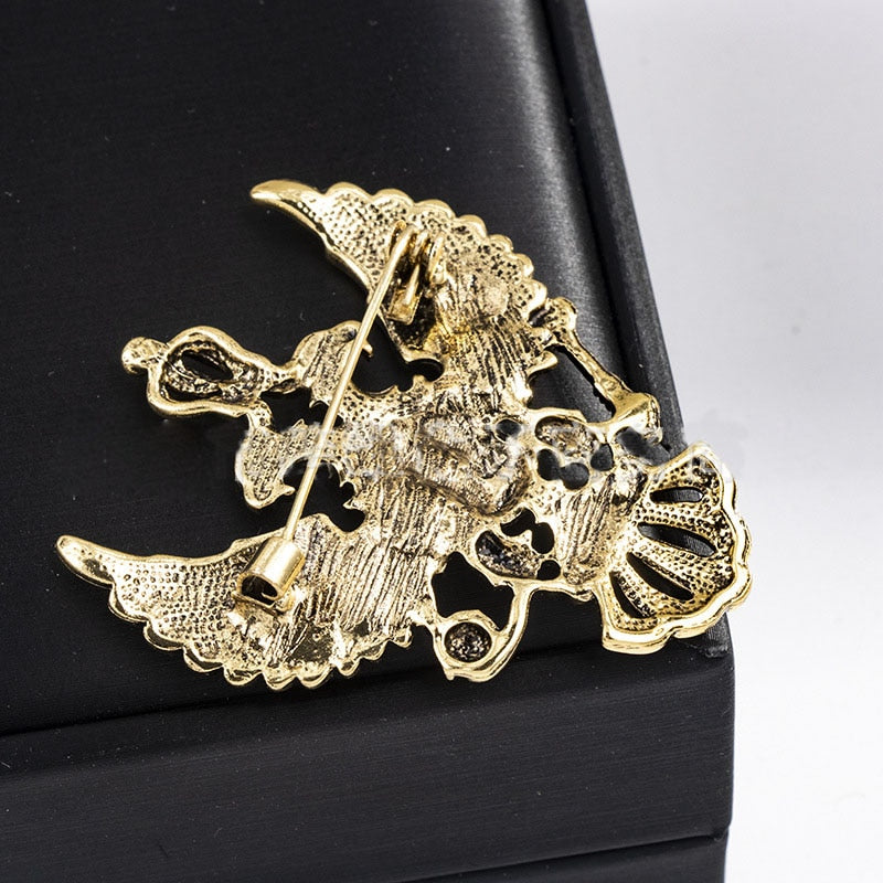 High-end Retro Wing Metal Pins and Brooches Vintage Double-headed Eagle Badge Brooch Punk Crown Suit Lapel Pin Men Accessories