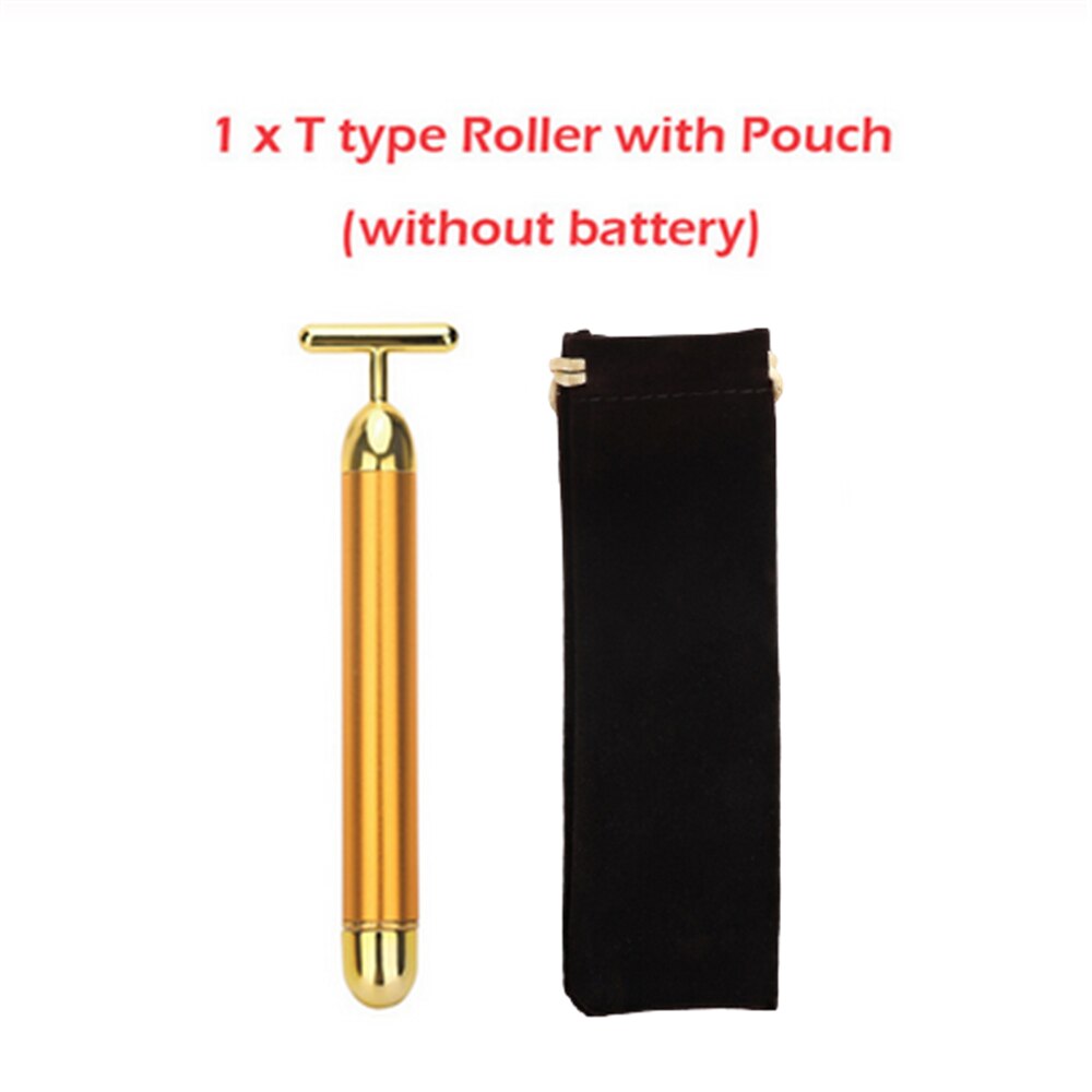 24k Golden Energy Beauty Bar Vibrating Facial Jade Roller Jade Massage Roller Face Lifting Anti Aging Tighten Skin Care Tool