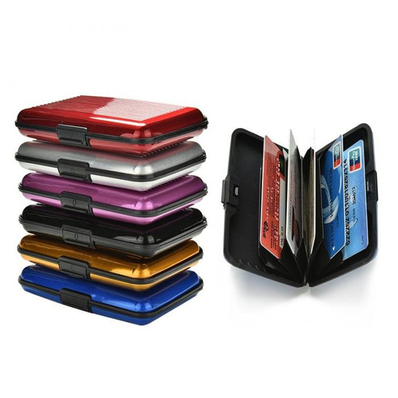 PURDORED 1 Pc Men Aluminum Bank Card Holder Blocking Hard Case Wallet Solid Credit Card Anti-RFID Scanning Protect Card Holder