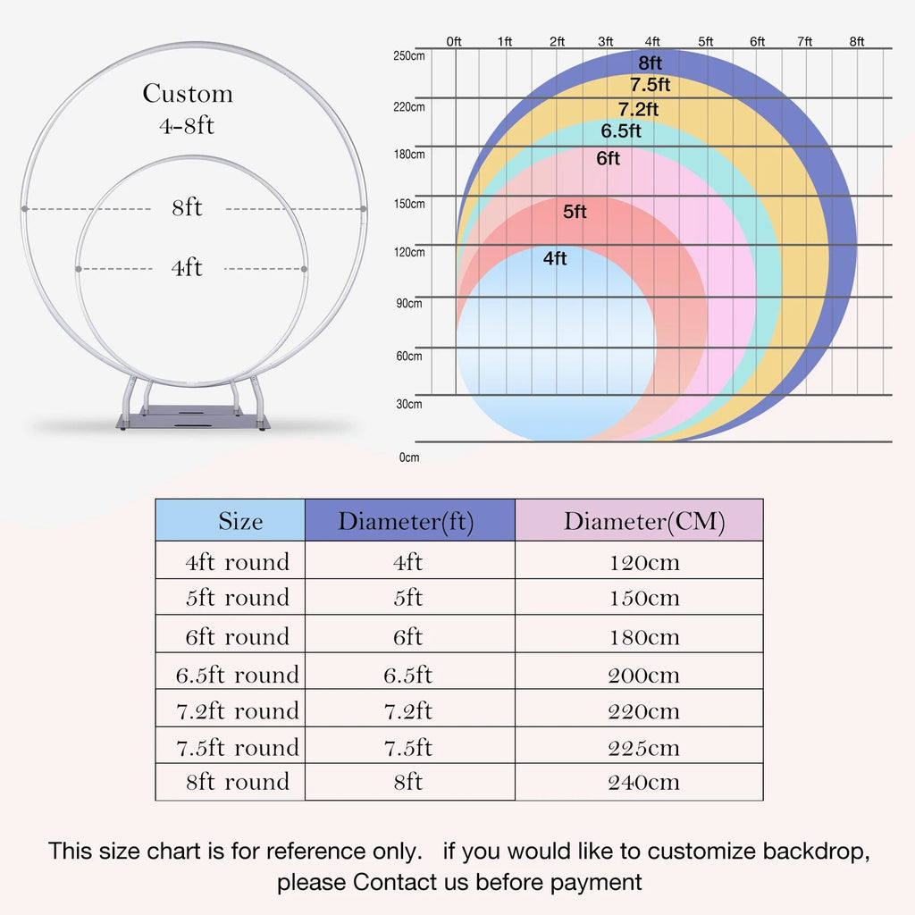 Circle Round Backdrop Customize baby shower Birthday Party Cake Table Cover Banner Photo Studio