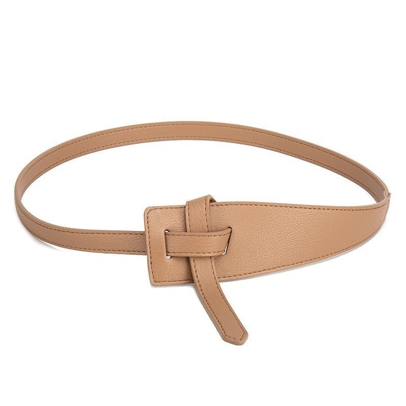 Knot Pu Leather Belts for Women Soft Knotted Strap Belt Long Dress Accessories Lady Waistbands