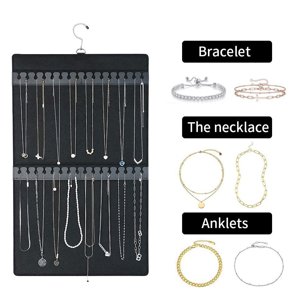 150 Pocket Necklace Bracelet Earring Jewelry Hanging Accessories Double Sided Display Wardrobe Organizer Storage Transparent Bag