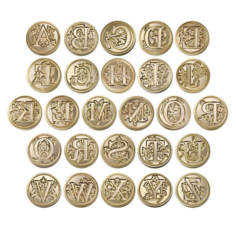 Retro Sealing Wax Stamp Head 26 Alphabet A-Z Letter Seals Stamp Set Tools Post Decor Wood Stamps Antique Wax Seal Stamp