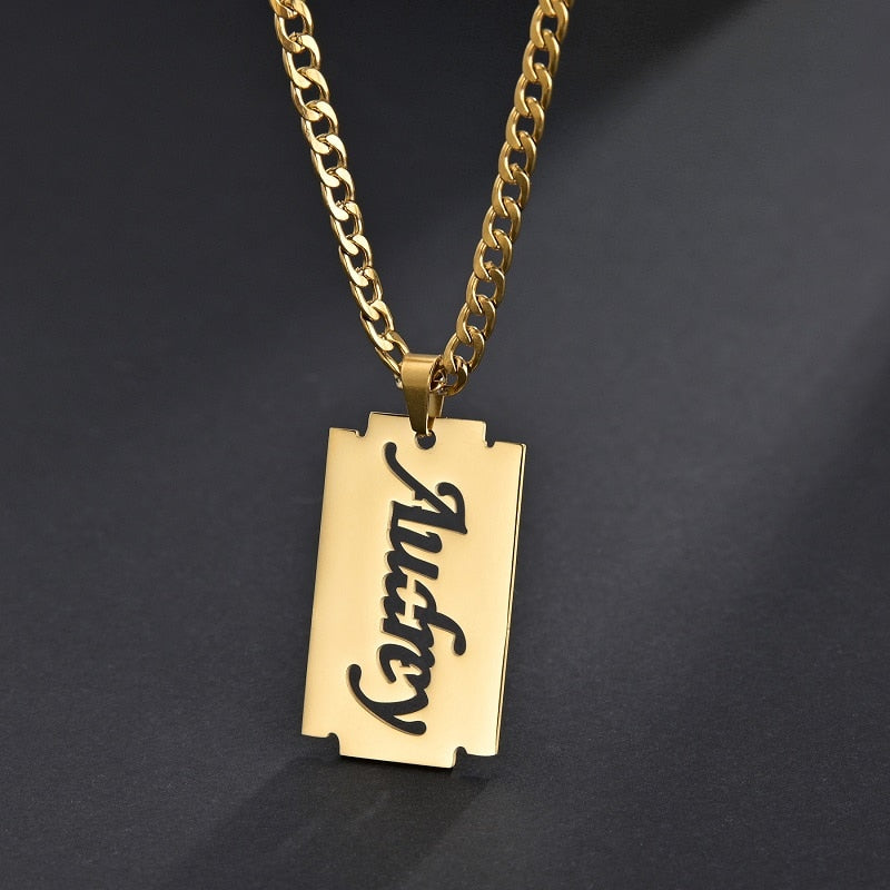 Multiple Styles Custom Name Necklace Custom Jewelry Stainless Steel Personalized Pendant For Women Men Collars Thick Chain Gifts