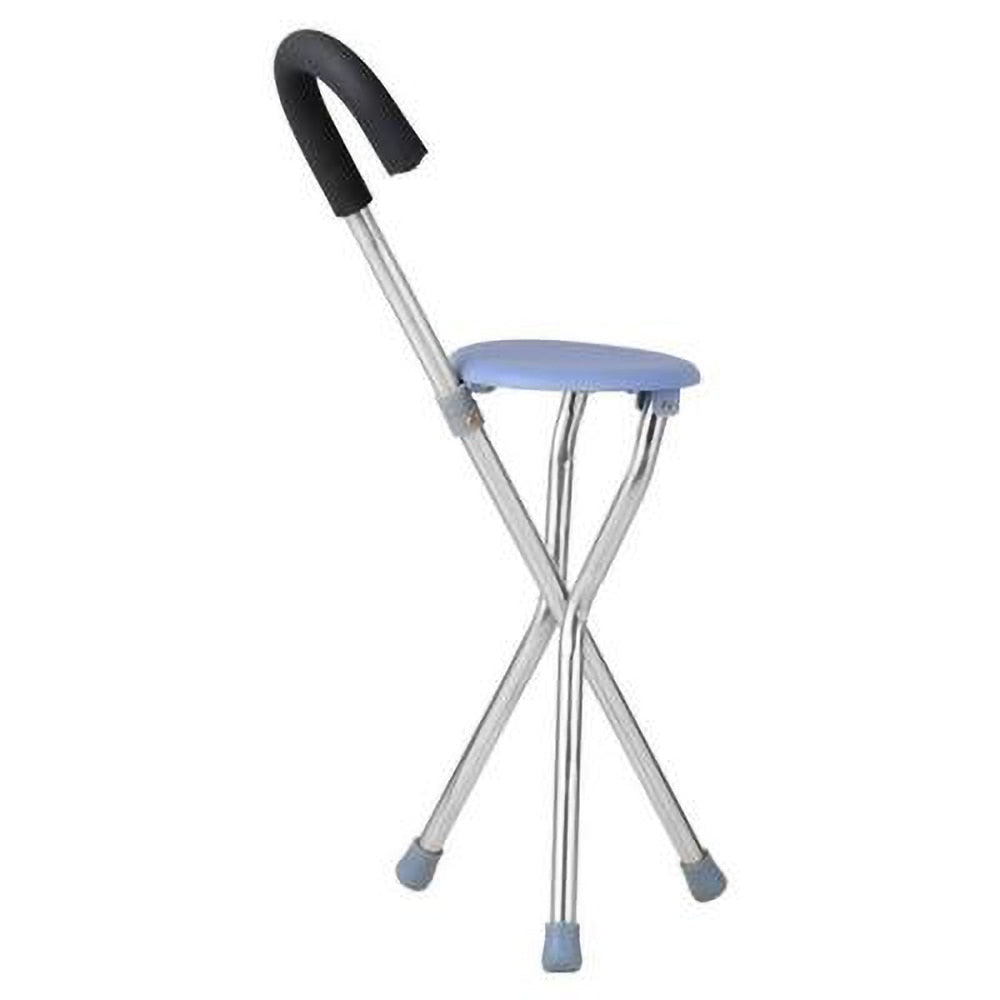 2in1 Folding Stainless Steel Walking Stick Tripod Stool Anti-Slip Elderly Walking Assistance Cane Crutch Chair Rest Stool