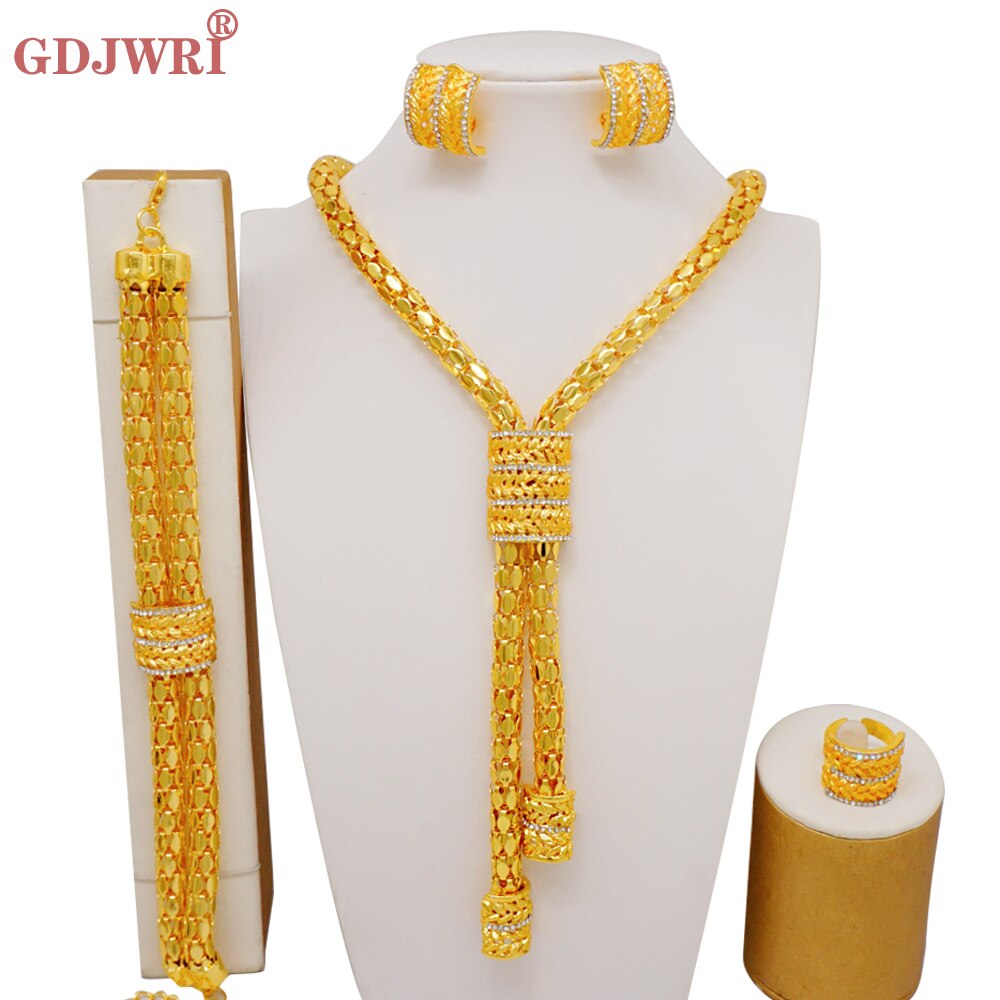 Fashion Dubai Gold Color Luxury Ethiopian Irregular Jewelry Sets African India Wedding Necklace Earrings Set For Women Party