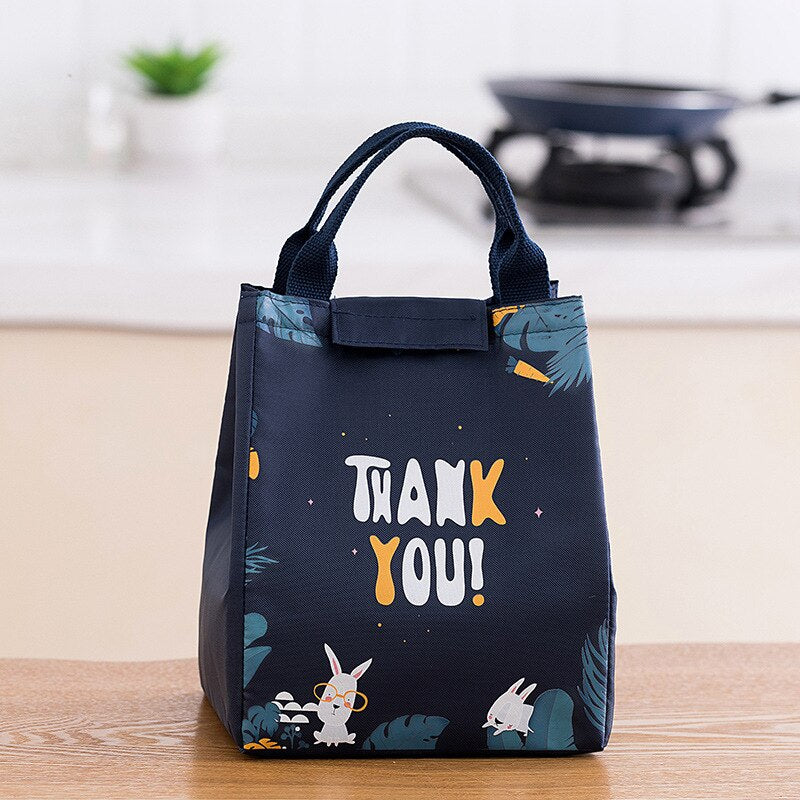 PURDORED 1 Pc Cartoon Lunch Bag Women Fresh Cooler Bags Waterproof Portable Zipper Thermal Oxford student Lunch Box Food Bags