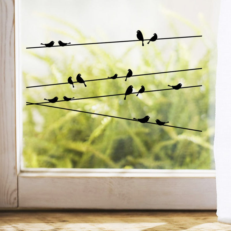 1pc Vinyl Removable Wall Stickers Black Birds Tree Branch DIY Wall Stickers For Glass Window Door Bathroom Living Room Decor