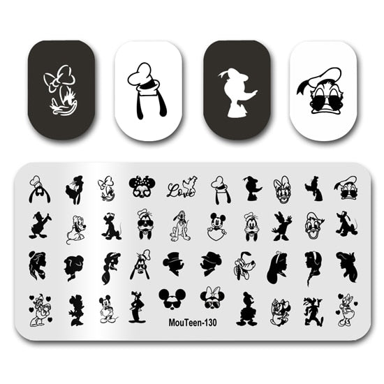 Nail Stamping MouTeen148 Cartoon Big Size Head Disney Nail Plates Stamp King Manicure Set For Nail Art Stamping