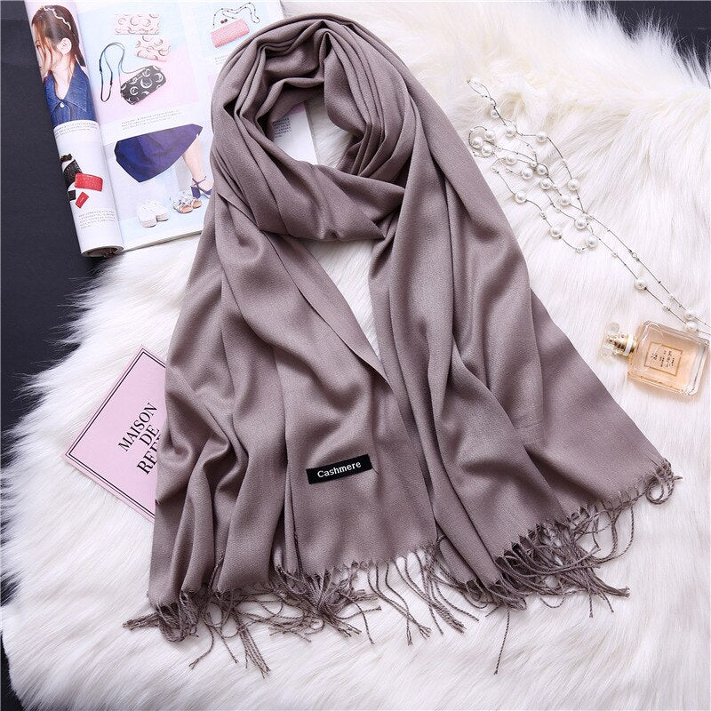 2022 Winter Scarves For Women Shawls Warm Wraps Lady Pashmina Pure Blanket Cashmere Scarf Neck Headband Hijabs Stoles Foulard