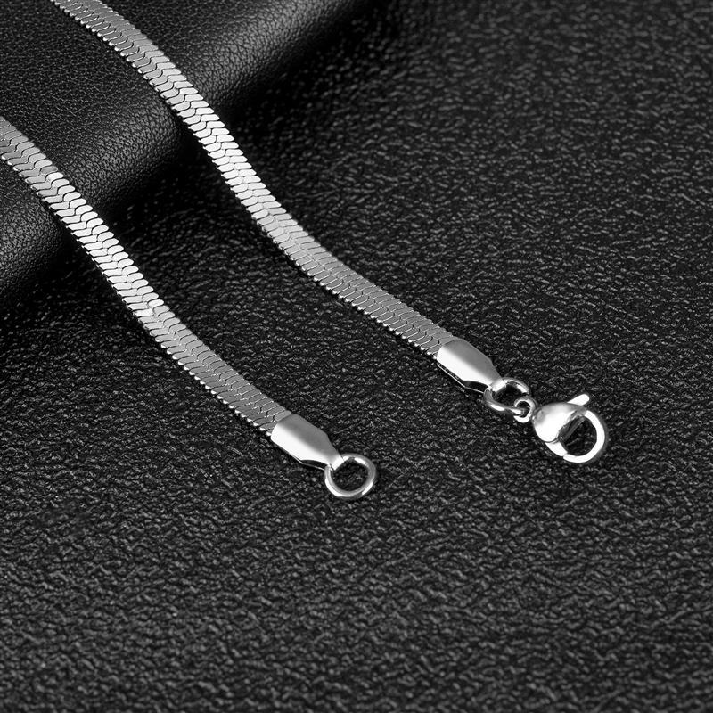 Classic Stainless Steel Flat Chain Necklace Herringbone Snake Chain For Men Women Chokers Clavicle Necklace Jewelry Gift