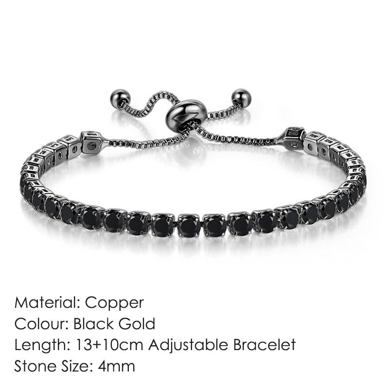 Tennis Bracelets For Women Shining White Gold Color Single-layer Zircon Adjustable Slider Buckle Charm Bracelet Fashion Jewelry