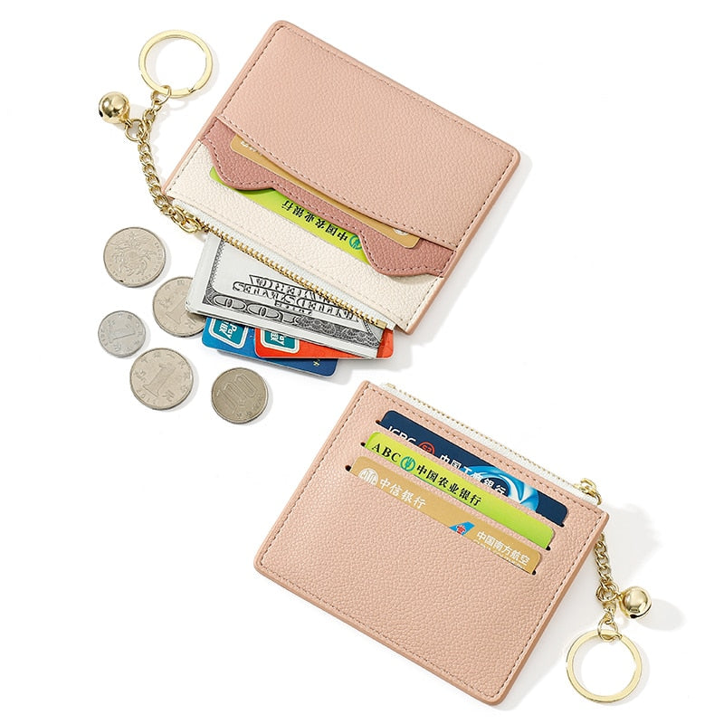 Brand Card Holder Women Soft Leather Key Chain Bag Small Card Wallets Female Organzier Mini Credit Card Case Zipper Coin Bags