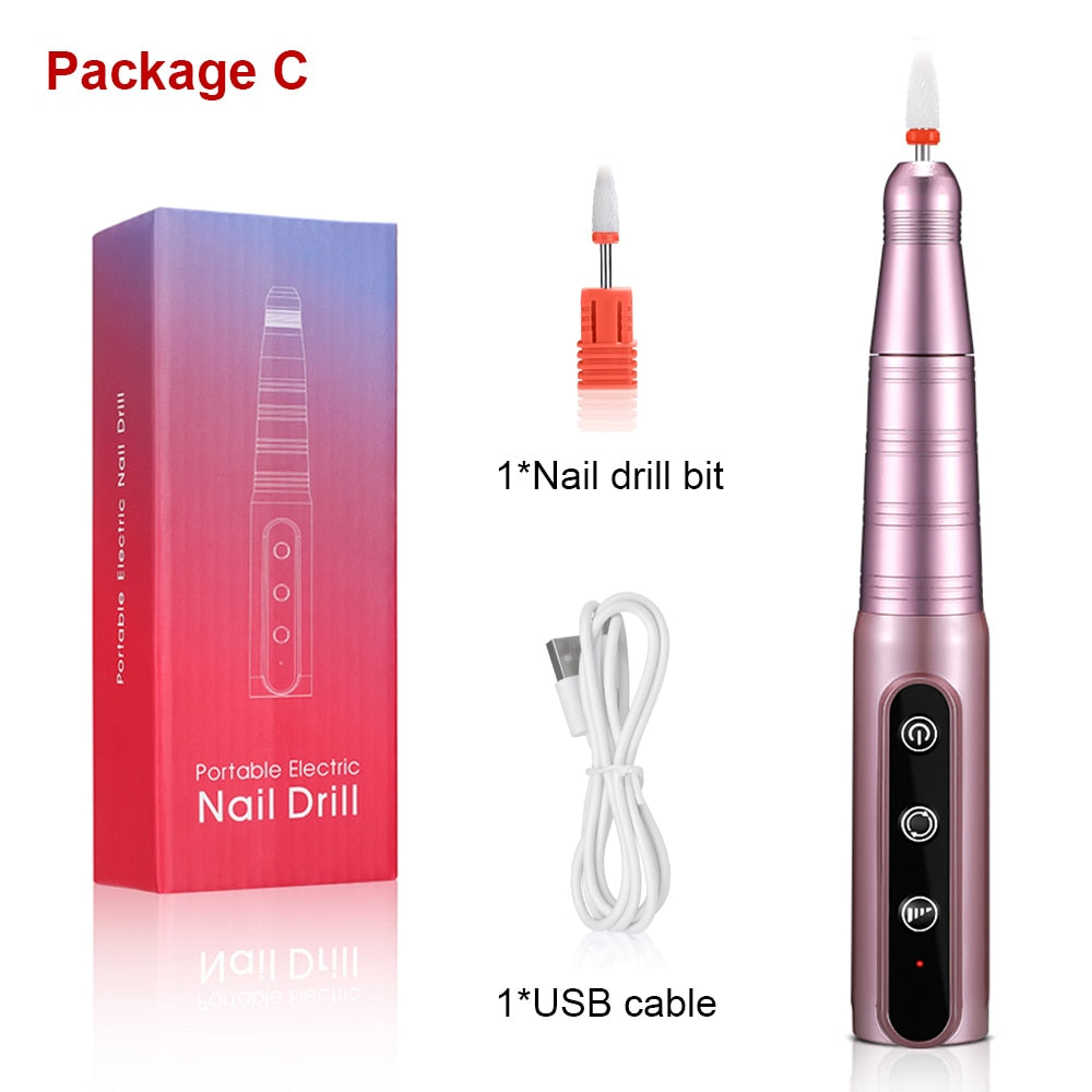 Lnkerco 35000RPM Nail Drill Machine Cordless Electric Nail Sander Professional Manicure Machine Milling Cutter For Gel Polishing