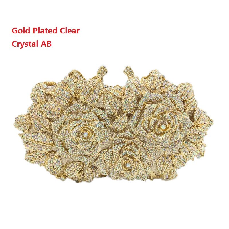 Boutique De FGG Elegant Flower Crystal Clutch Women Evening Bags Wedding Bridal\Bridesmaid Handbags Party Dinner Rhinestone Bags