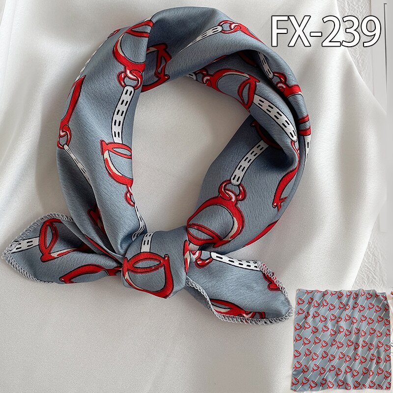 Lady Hair Scarf for Women Fashion Print Small Satin Silk Square Scarves Design Hairbands Bandana Foulard Accessories Summer 2022