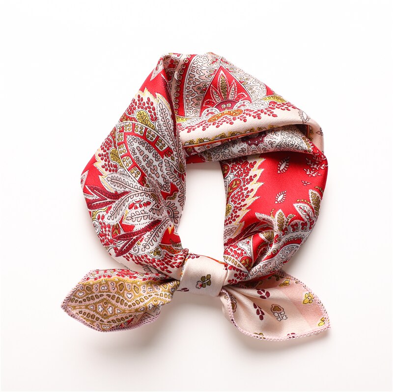 Lady Hair Scarf for Women Fashion Print Small Satin Silk Square Scarves Design Hairbands Bandana Foulard Accessories Summer 2022