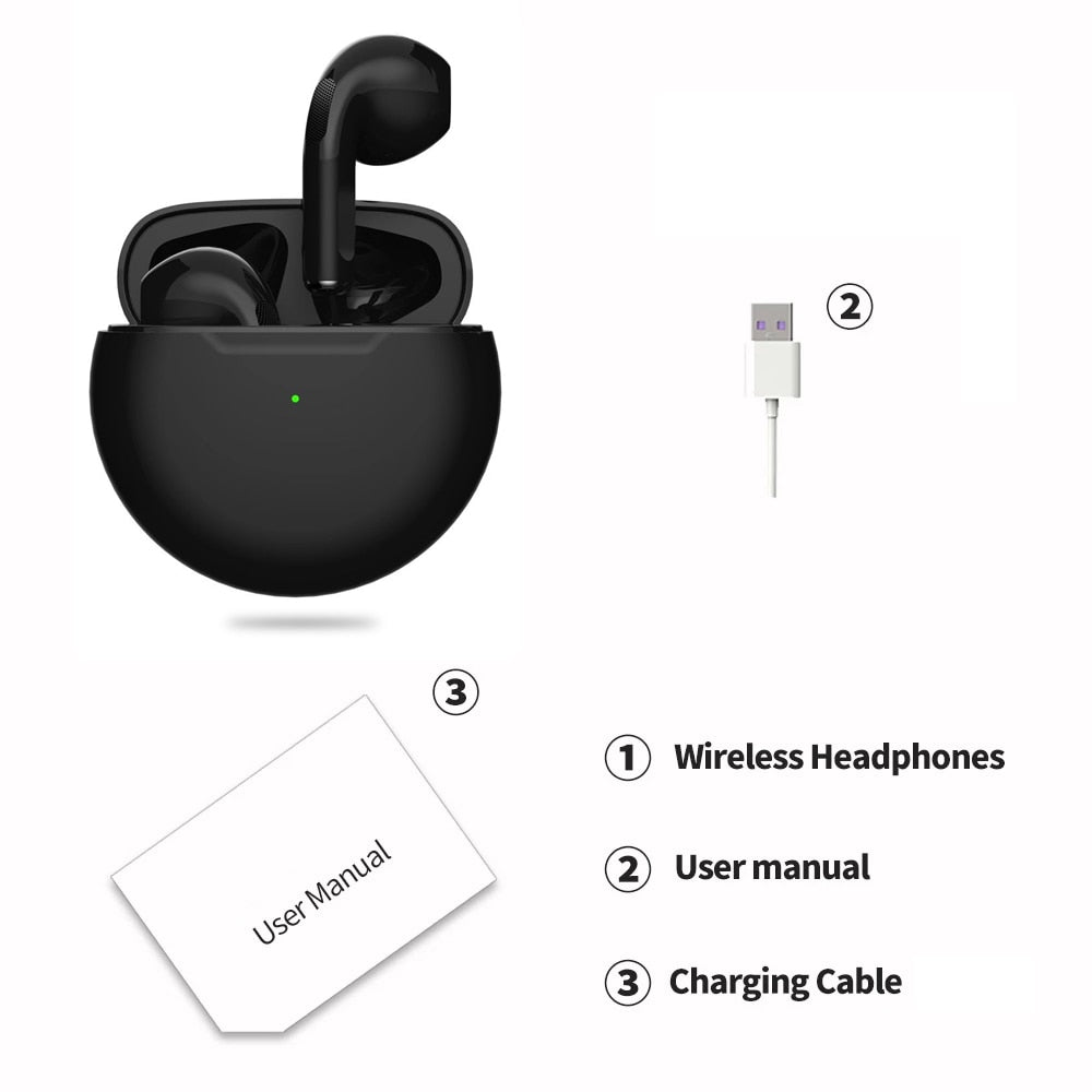 Original Air Pro 6 TWS Wireless Bluetooth Earphones Mini Pods Earbuds Earpod Handfree Headset For Xiaomi Apple iPhone Headphones