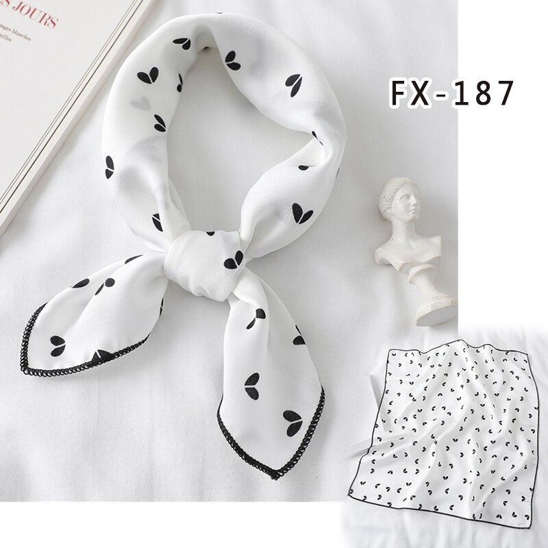 Lady Hair Scarf for Women Fashion Print Small Satin Silk Square Scarves Design Hairbands Bandana Foulard Accessories Summer 2022