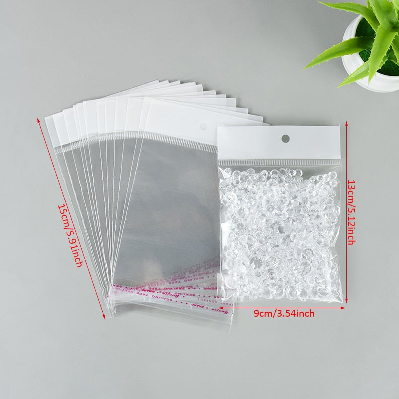 100pcs Plastic Transparent Packing Cellophane Bags Polka Dot Candy Cookie Gift Bag DIY Self Adhesive Pouch Candy Bags for Party